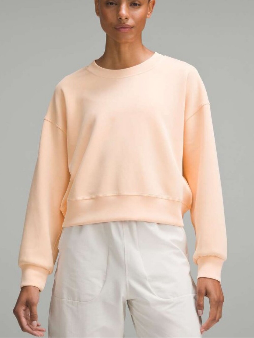 Lululemon Softstreme Perfectly Oversized Cropped Crew Peach Bellini? EUC